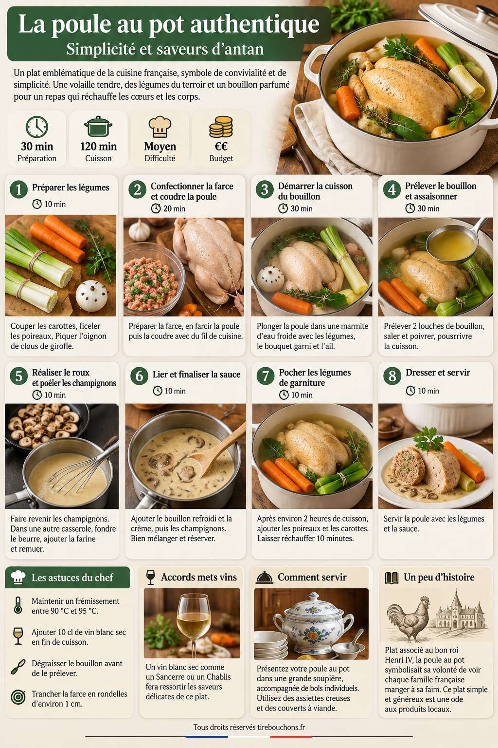 Fiche recette La poule au pot authentique : simplicit&eacute; et saveurs d'antan