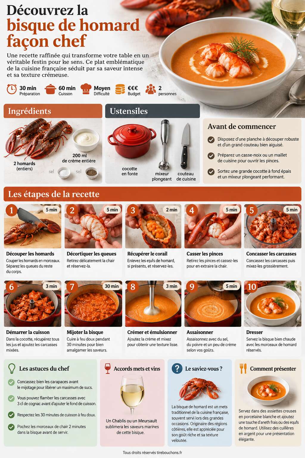 Fiche recette D&eacute;couvrez la bisque de homard fa&ccedil;on chef